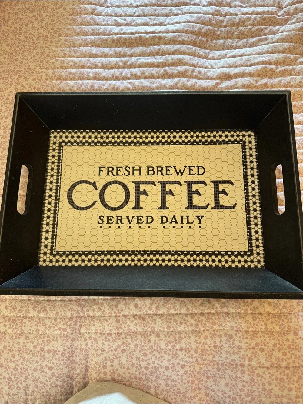 Fresh Brewed Coffee Black Serving Tray by